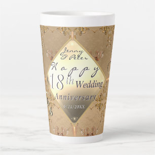 Tasse Latte 18e anniversaire de mariage Cat's Eye