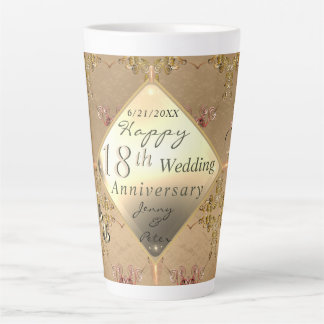 Tasse Latte 18e anniversaire du Mariage oculaire du chat