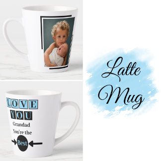 Tasse Latte 1 photo je t'aime grand-père bleu