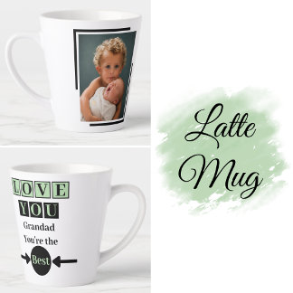 Tasse Latte 1 photo je t'aime grand-père vert
