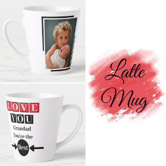Tasse Latte 1 photo je t'aime papi rouge