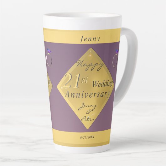 Tasse Latte 21e anniversaire Mariage Café en laiton Latte (Angle droit)