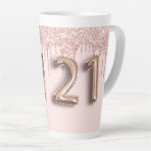 Tasse Latte 21e anniversaire rose or gouttes photo (Angle droit)