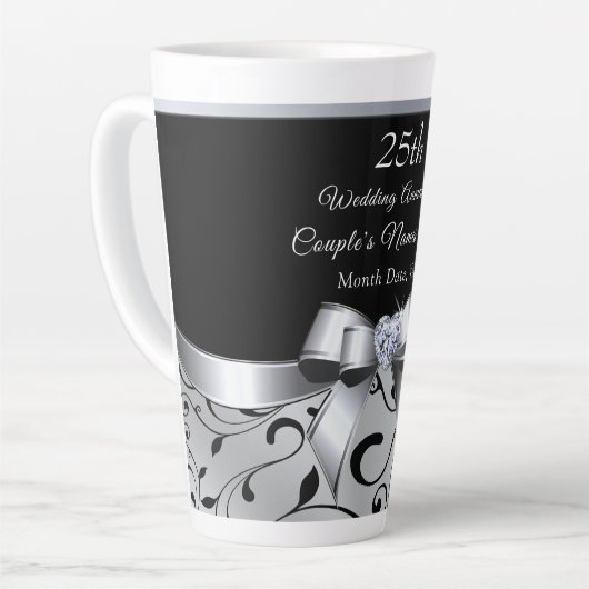 Tasse Latte 25e anniversaire Mariage idées cadeaux pour les am (Angle gauche)