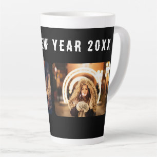 Tasse Latte 2 Collage de photos Bonne année 2023 noir