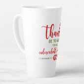 Tasse Latte 2 Corinthiens 9:15 Merci à Dieu Ecriture (Angle gauche)