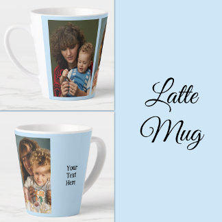 Tasse Latte 2 photo ajouter du texte blanc bleu