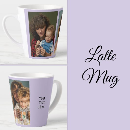 Tasse Latte 2 photo ajouter du texte blanc violet