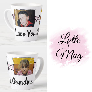 Tasse Latte 2 photos je t'aime grand-mère rose