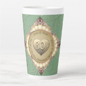 Tasse Latte 30e/12e anniversaire de Mariage Pearl & Green (Devant)