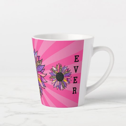 Tasse Latte 3 Fleurs Personnaliser de Parties scintillant Mama (Droite)
