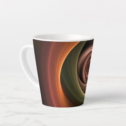 Tasse Latte 3D Spirale Abstraite couleurs chaudes Art fractal (Angle gauche)