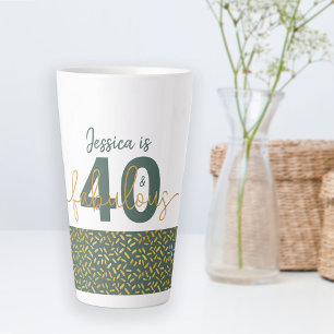 Tasse Latte 40 ans et Fabuleux Personnalisé Vert et Or