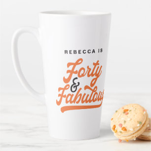 Tasse Latte 40 & fabuleux anniversaire rétro script vintage