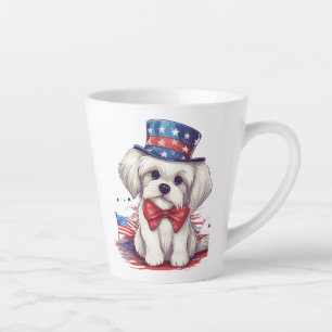 Tasse Latte 4 juillet Chien blanc mignon Chien-43568