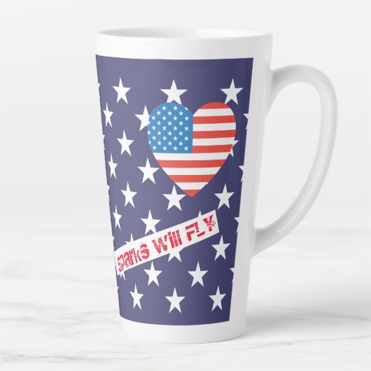 Tasse Latte 4 juillet États-Unis Drapeau Coeur Drapeau Feu d'a (Droite)