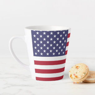 Tasse Latte 4 juillet États-Unis Drapeau de coeur Drapeau Feu