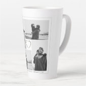 Tasse Latte 4 Photo Collage Mariage Anniversaire Nom et date (Angle droit)