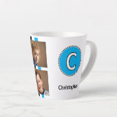 Tasse Latte 4 photo nom initial noir bleu (Angle droit)