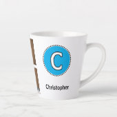 Tasse Latte 4 photo nom initial noir bleu (Droite)