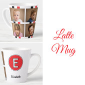 Tasse Latte 4 photo nom initial noir rouge