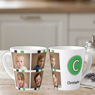 Tasse Latte 4 photo nom initial noir vert