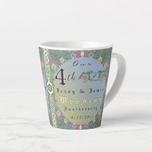 Tasse Latte 4e anniversaire du Mariage Floral