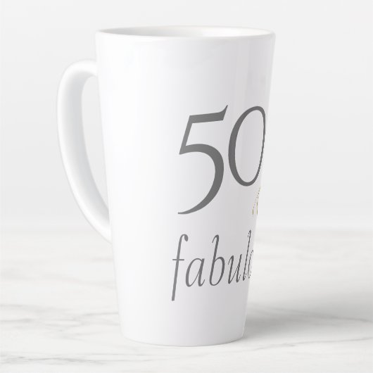 Tasse Latte 50 et fabuleux Gris & Gold Script 50e anniversaire (Angle gauche)
