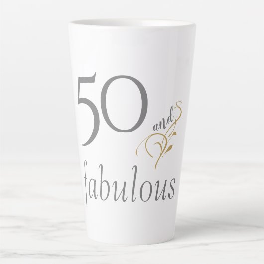 Tasse Latte 50 et fabuleux Gris & Gold Script 50e anniversaire (Devant)