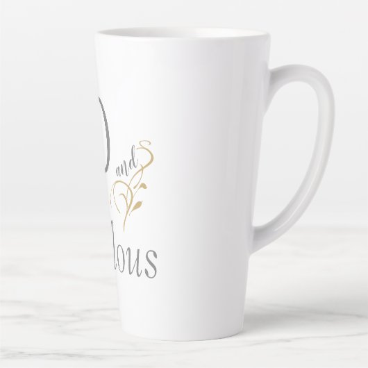 Tasse Latte 50 et fabuleux Gris & Gold Script 50e anniversaire (Droite)
