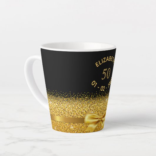 Tasse Latte 50e anniversaire arc en or noir (Angle gauche)
