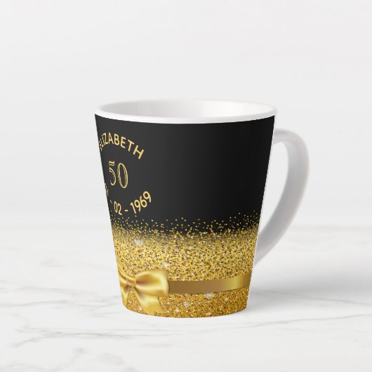 Tasse Latte 50e anniversaire arc en or noir (Angle droit)