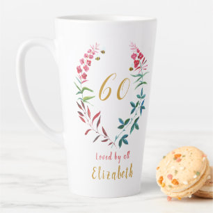 Tasse Latte 60e anniversaire Fille personnalisée Floral Femini
