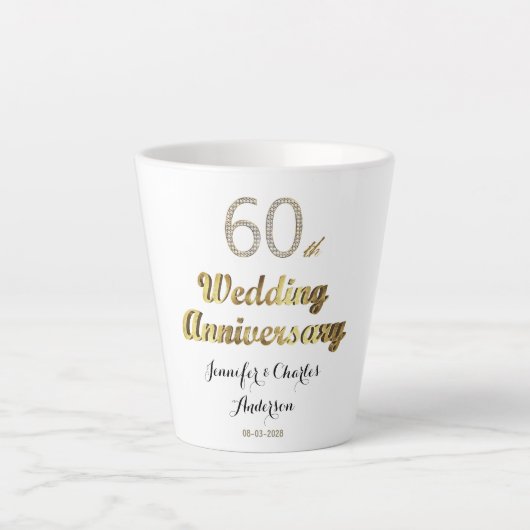 Tasse Latte 60e anniversaire Mariage Mariage de diamant Latte  (Devant)