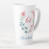 Tasse Latte 60e anniversaire Personnalisé rose floral féminin (Angle droit)