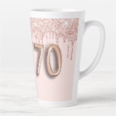 Tasse Latte 70e anniversaire photo rose gouttes rose or (Droite)