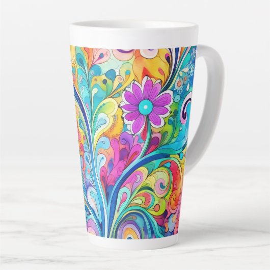 Tasse Latte 70s 60s Psychedelic Hippy Retro Hip (Angle droit)