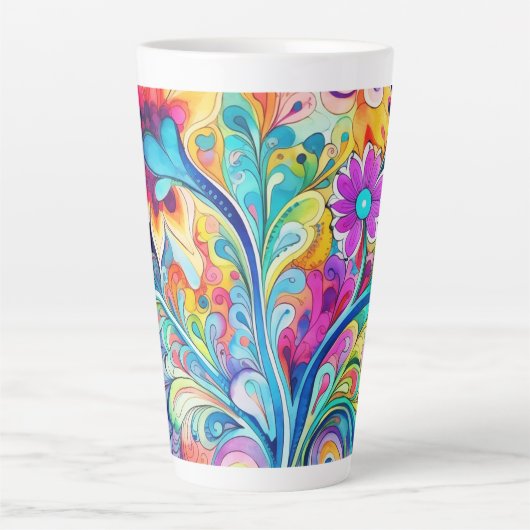 Tasse Latte 70s 60s Psychedelic Hippy Retro Hip (Devant)