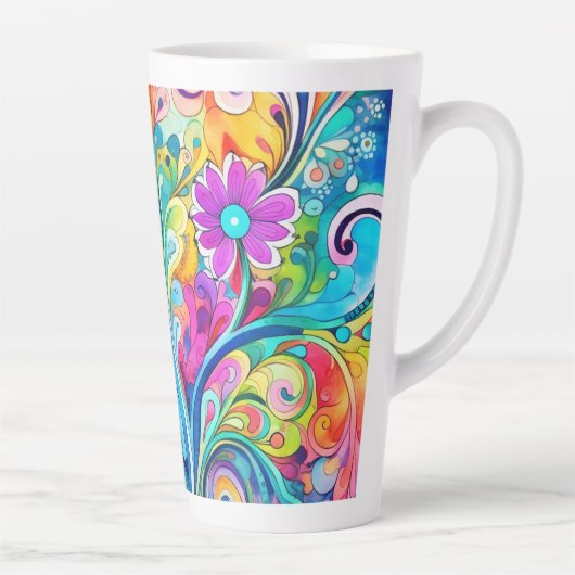 Tasse Latte 70s 60s Psychedelic Hippy Retro Hip (Droite)