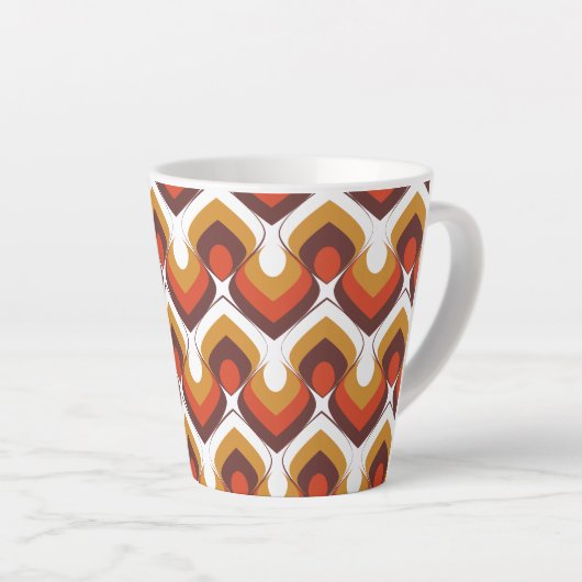 Tasse Latte 70s Bold Retro Modern Motif in Orange & Brown (Angle droit)