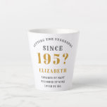 Tasse Latte 70th Birthday Born 1950's Ajouter Nom et année Ele<br><div class="desc">70ème anniversaire tasse pour ceux nés dans les années 50. Les couleurs dorées et gris foncé sont une combinaison classique et élégante. Customisez facilement l'année, nom et sentiment sur le front cette tasse de café latte d'anniversaire en utilisant le modèle fourni. Un cadeau merveilleusement réfléchi pour lui ou elle. Une...</div>