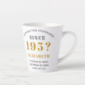 Tasse Latte 70th Birthday Born 1950's Ajouter Nom et année Ele (Droite)