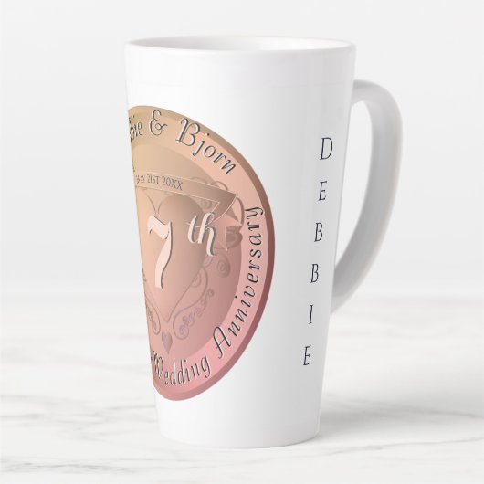 Tasse Latte 7e/22 Mariage Anniversaire Cuivre (Angle droit)