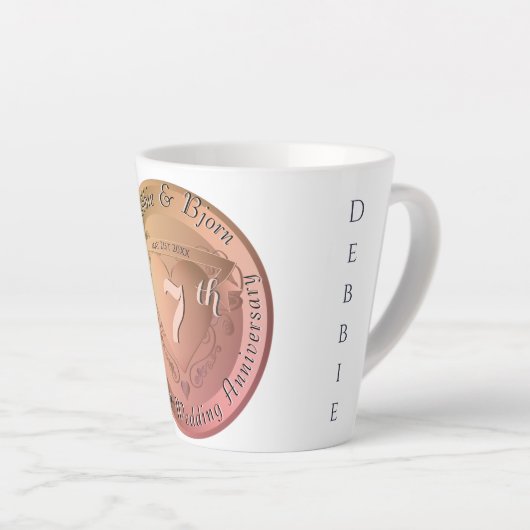 Tasse Latte 7e/22 Mariage Anniversaire Cuivre (Angle droit)