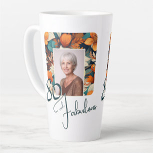 Tasse Latte 80 et fabuleux Motif Flower Photo Anniversaire