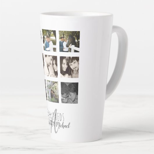 Tasse Latte 8 x PHOTO COLLAGE Newlywed Personalized WEDDING (Angle droit)