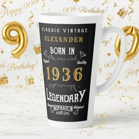 Tasse Latte 90th Birthday 1936 Legendary Retro