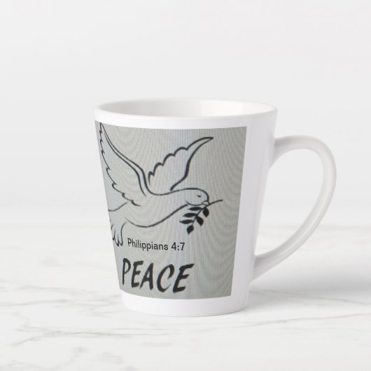 Tasse Latte A cup with peace dove and scripture (Droite)