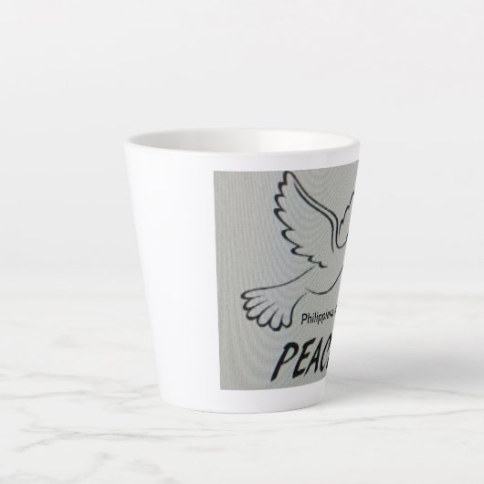 Tasse Latte A cup with peace dove and scripture (Devant)