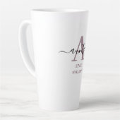 Tasse Latte A est pour Tante Elegant Script Monogram Mauve (Angle gauche)